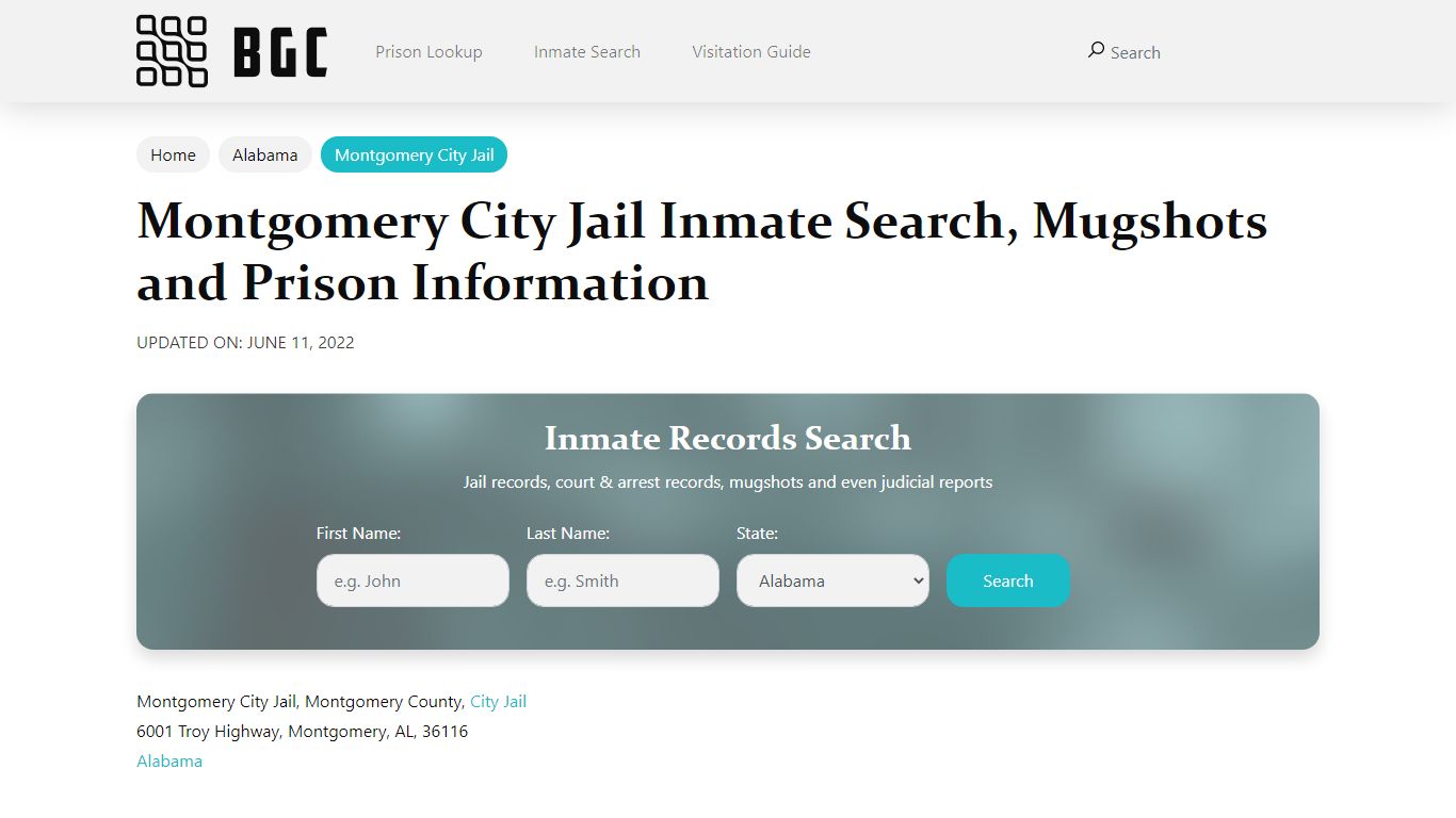 Montgomery City Jail Inmate Search, Mugshots, Visitation, Phone no ...